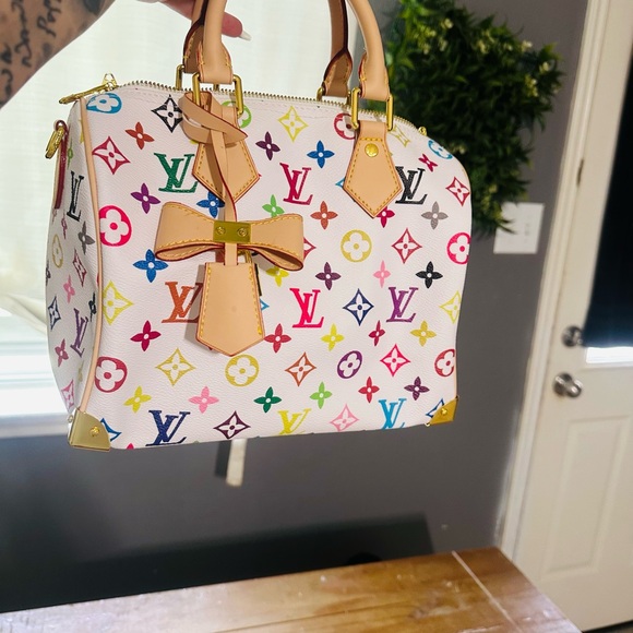 White Multicolor Monogram Handbag - Picture 1 of 5